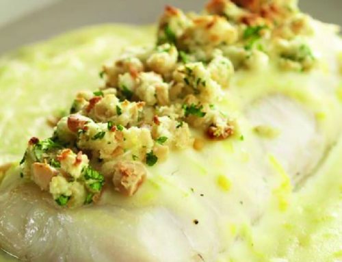 Merluza gratinada con bechamel de puerro